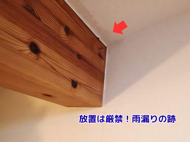 放置は厳禁！雨漏りの跡　雨染み
